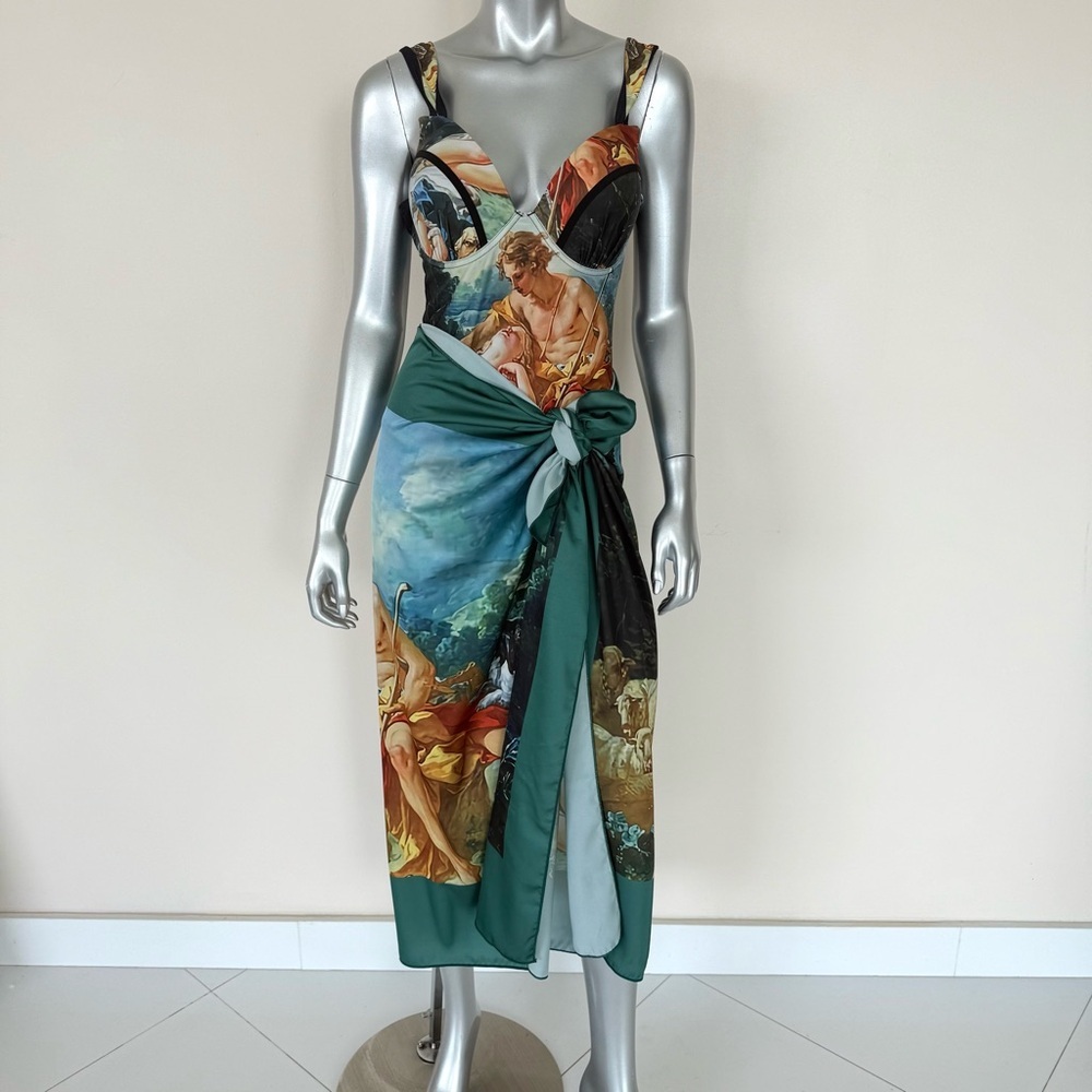 Women one piece swimsuit with pareo size XL